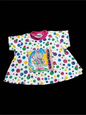 Vintage Confetti Infant Baby Girl Polka Dot Surf's Up Hippo Graphic T-Shirt